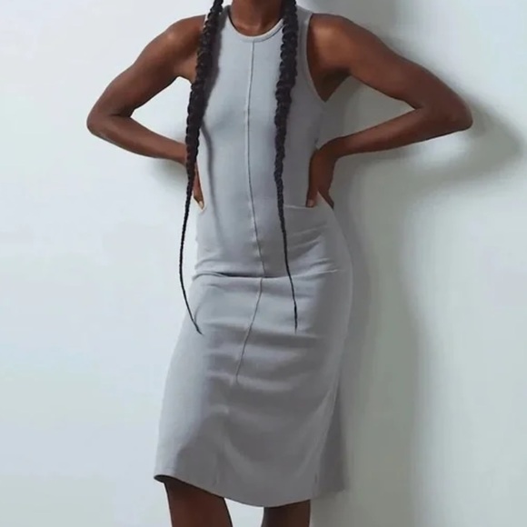 lunya Dresses & Skirts - LUNYA Restore Fitted Dress in Ambient Grey NWOT MIDI Comfy Luxury